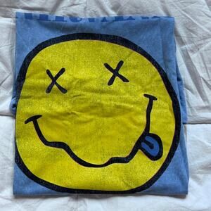 Nirvana smiley graphic band tee sz L cotton tie dye crew neck grunge casual emo